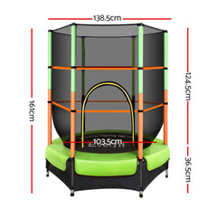 Everfit 4.5FT Trampoline for Kids w/ Enclosure Safety Net Rebounder Gift Green