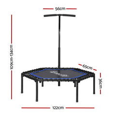 Everfit 48inch Hexagon Fitness Trampoline Rebounder Adjustable Handrail Blue