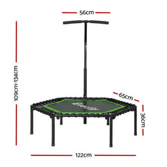 Everfit 48inch Hexagon Fitness Trampoline Rebounder Adjustable Handrail Green