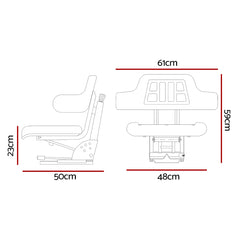 Giantz Tractor Seat Forklift Excavator Truck Universal Digger Chair PU Leather-NT_Metro