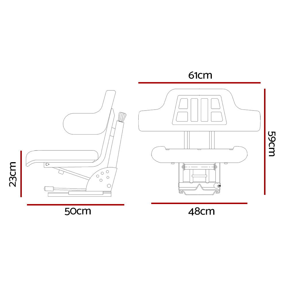 Giantz Tractor Seat Forklift Excavator Truck Universal Digger Chair PU Leather-TAS_Metro