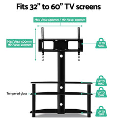 Artiss TV Stand Mount Bracket for 32"-60" LED LCD 3 Tiers Storage Floor Shelf-NSW_Metro