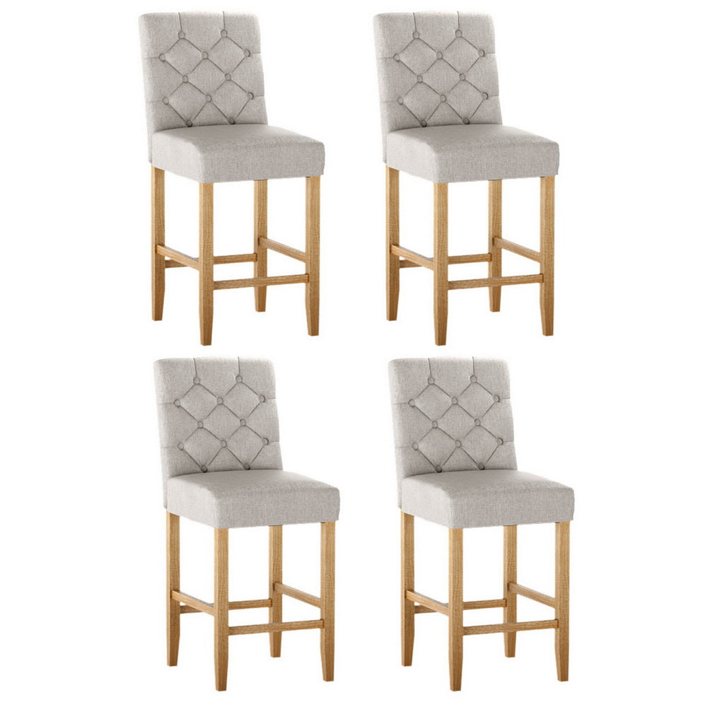 Artiss 4x Bar Stools Linen Upholstered Chairs-ACT