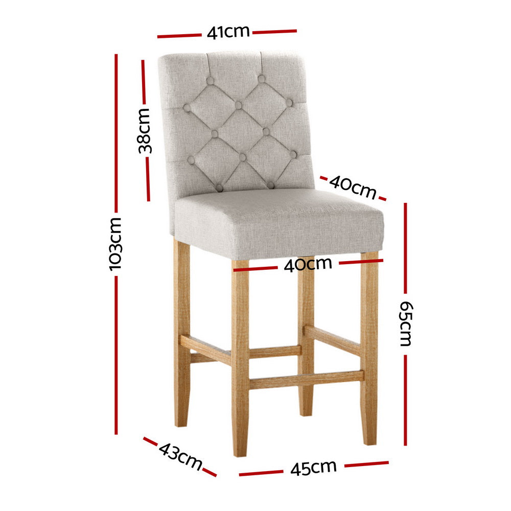 Artiss 4x Bar Stools Linen Upholstered Chairs-ACT