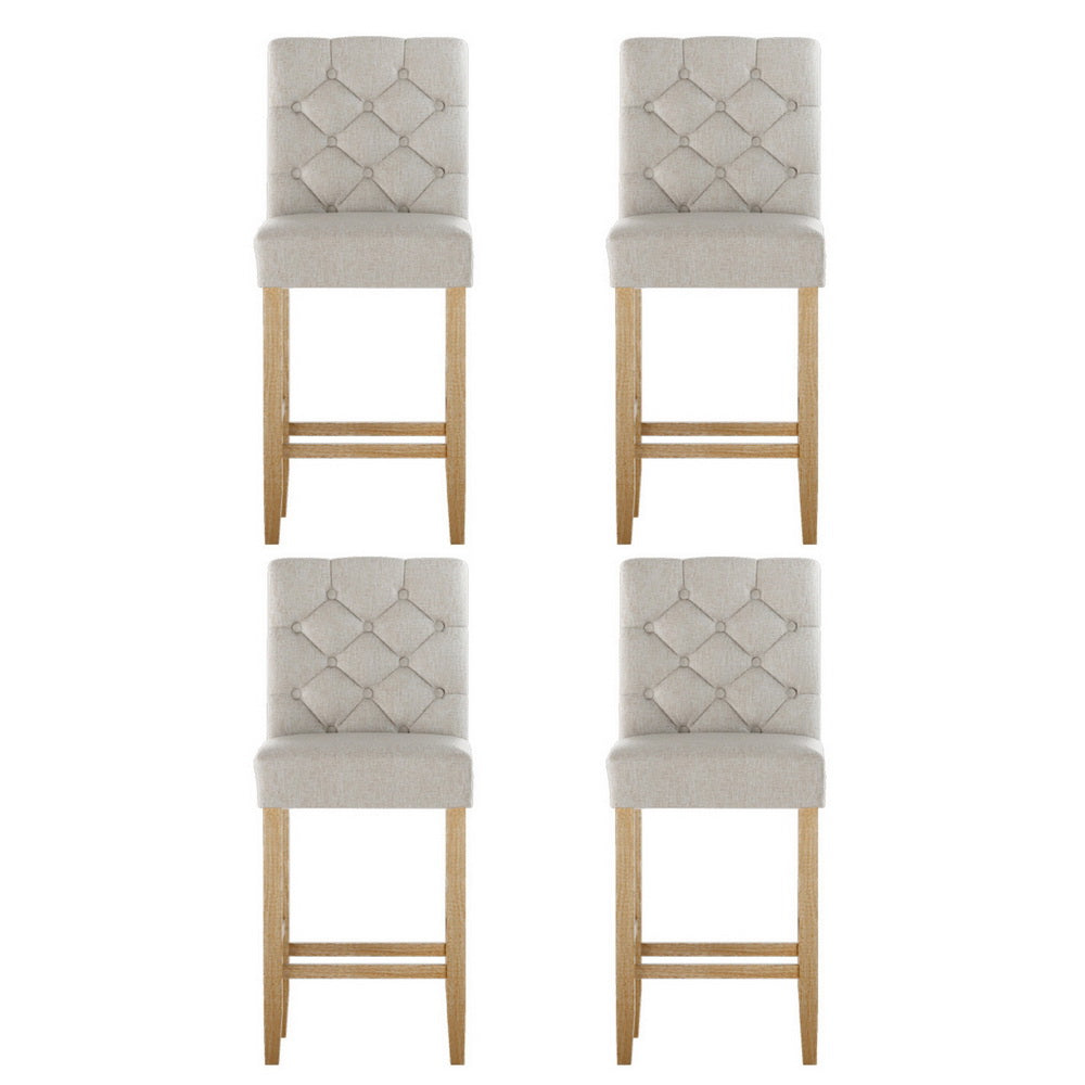 Artiss 4x Bar Stools Linen Upholstered Chairs-ACT