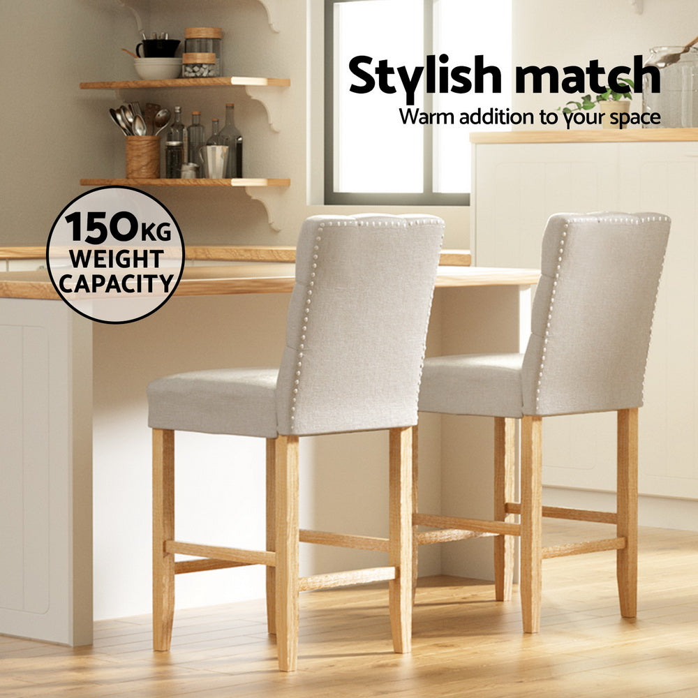 Artiss 4x Bar Stools Linen Upholstered Chairs-SA_Metro