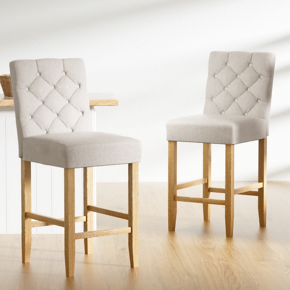 Artiss 4x Bar Stools Linen Upholstered Chairs-VIC_Rural