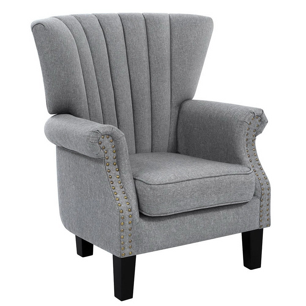 Artiss Armchair Wingback Grey Andrew