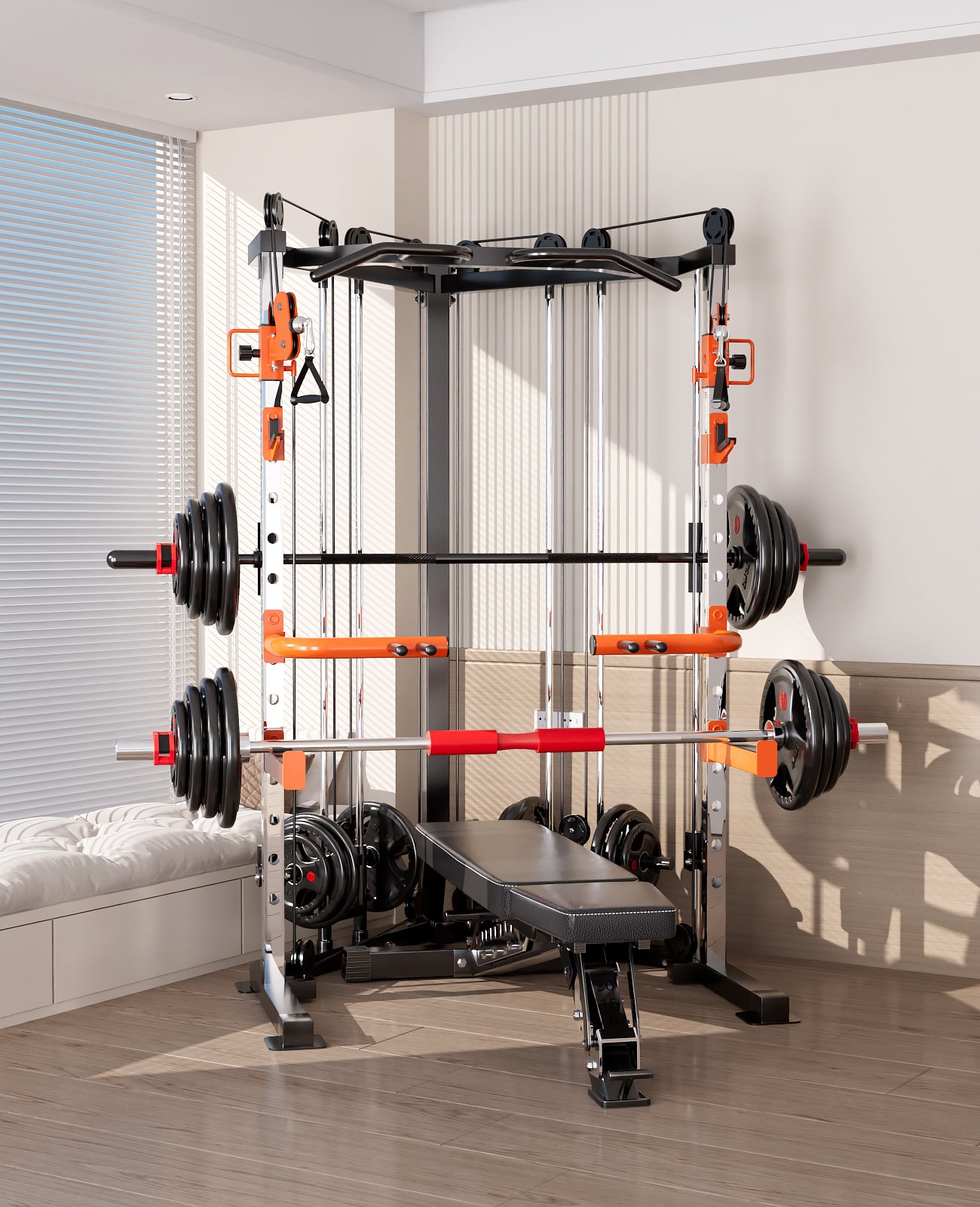 SmartFit C3 Max multi functional trainer smith machine with 130kgs pin loaded weights Machine with attachment