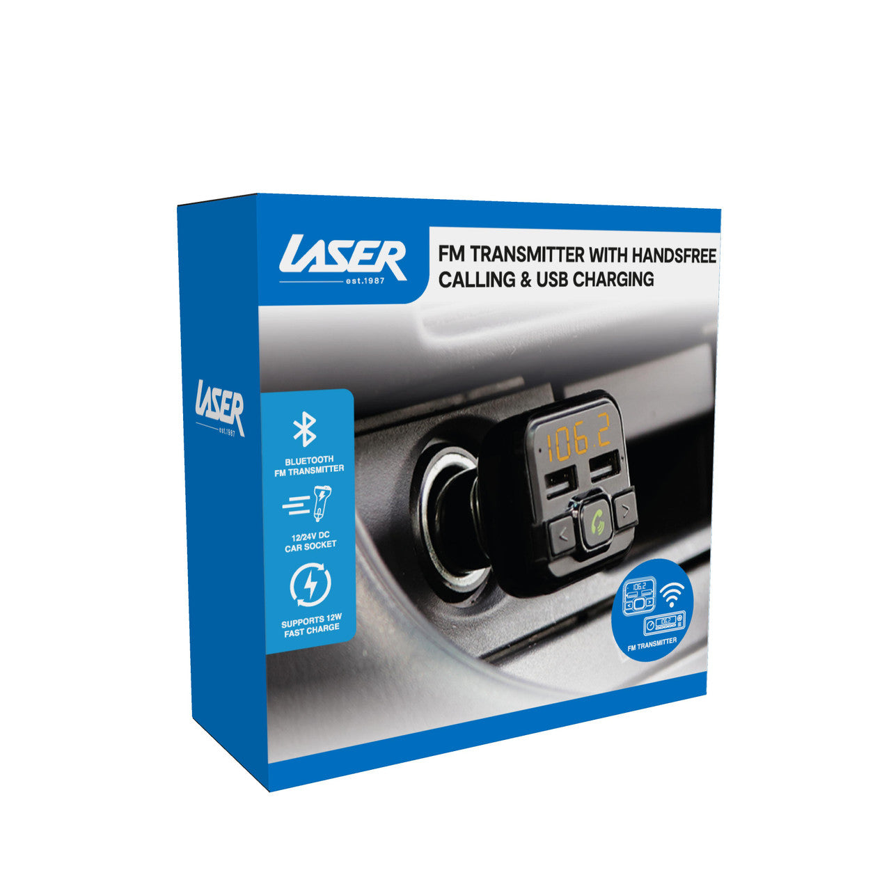Laser FM Transmitter Handsfree USB Charger
