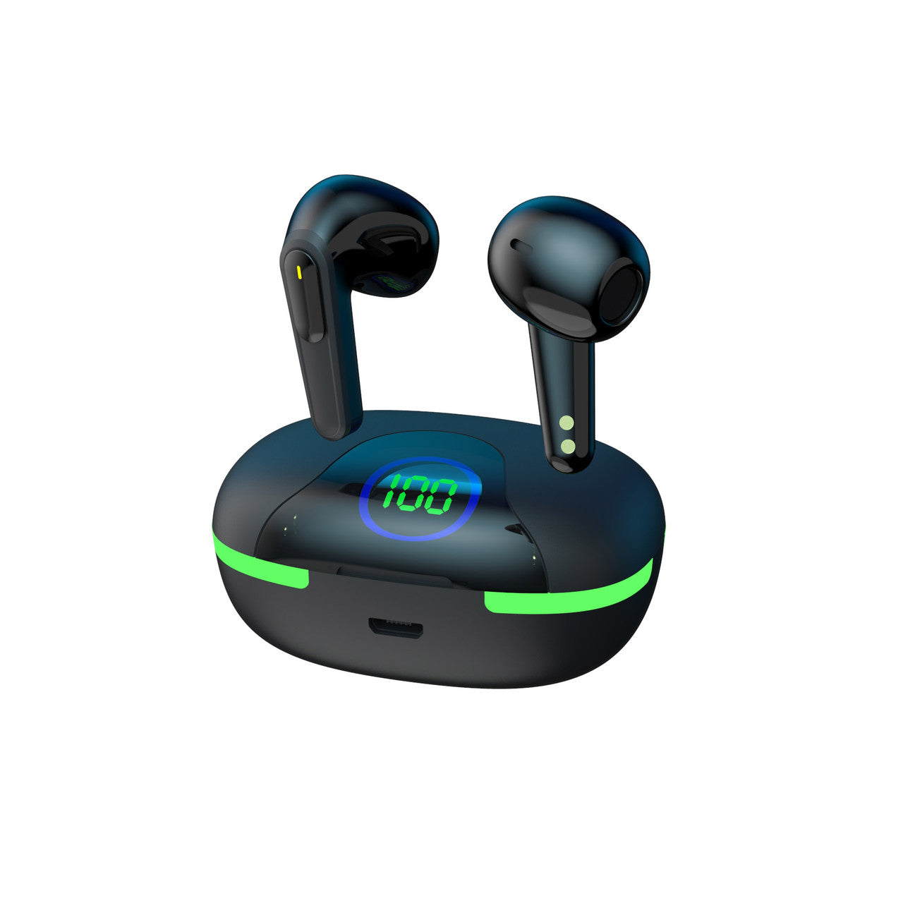 Laser TWS Earbuds with LED Battery Display Black