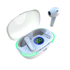 Laser TWS Earbuds with LED Display - White