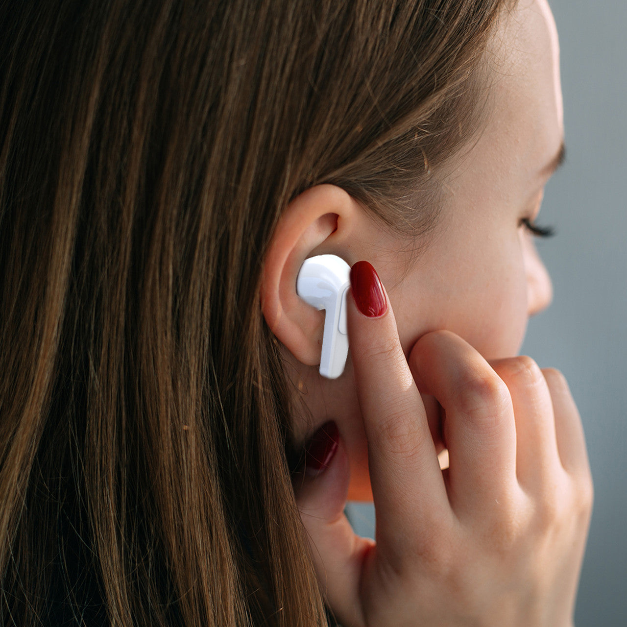 Laser TWS Earbuds with LED Display - White