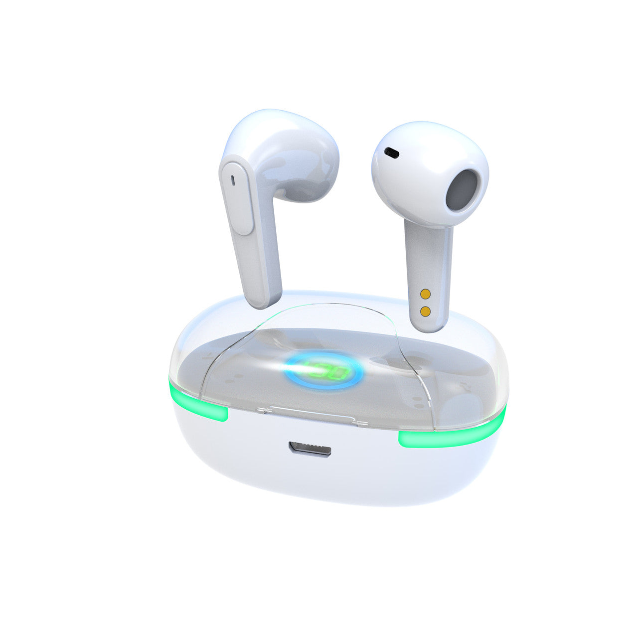 Laser TWS Earbuds with LED Display - White