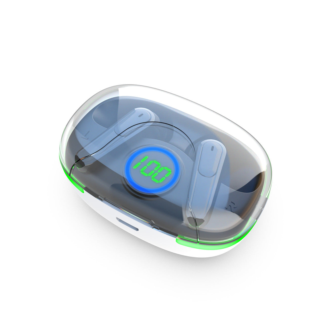 Laser TWS Earbuds with LED Display - White