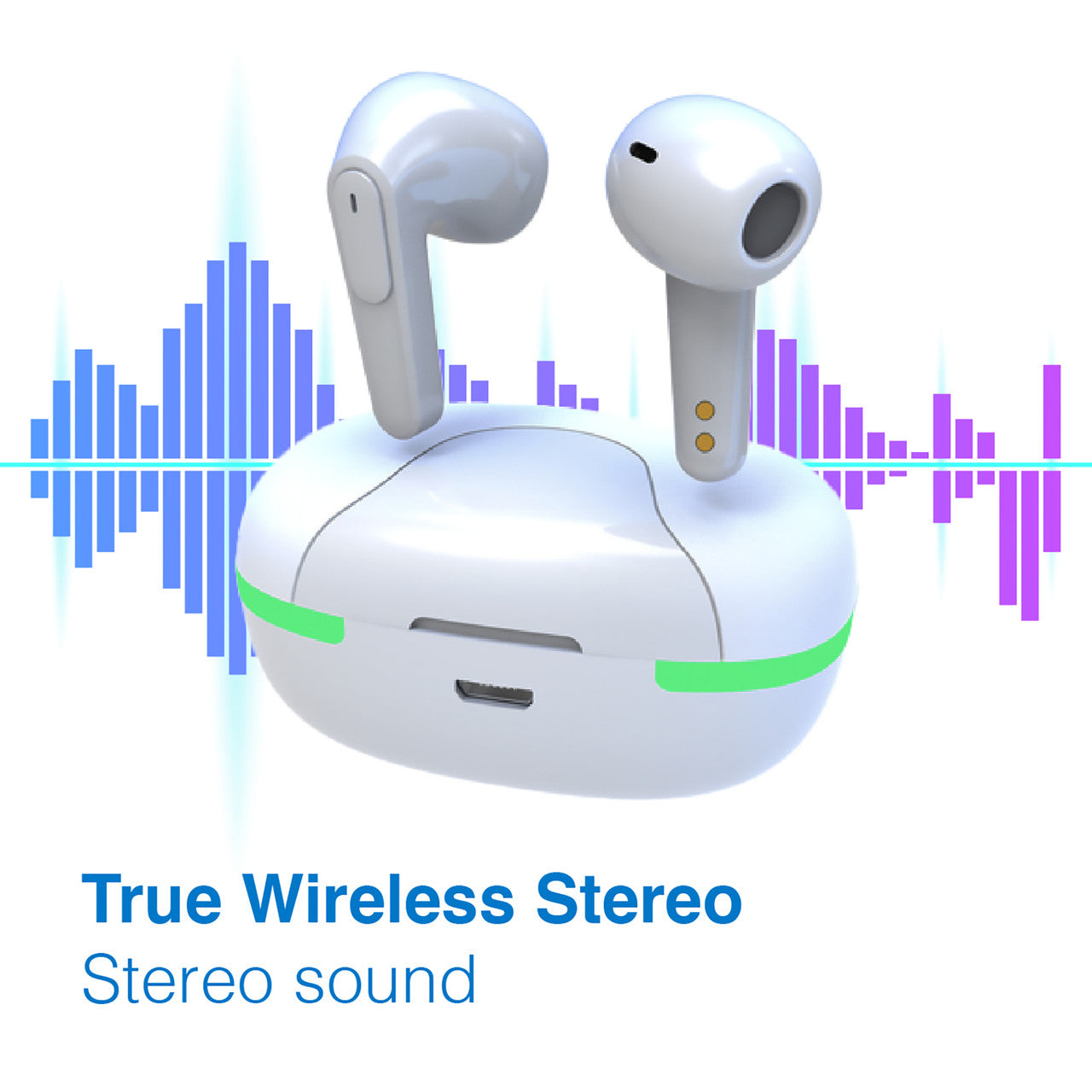 Laser TWS Earbuds with LED Display - White