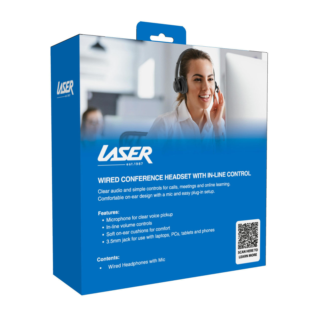Laser Wired Conference Headset 3.5mm Mic