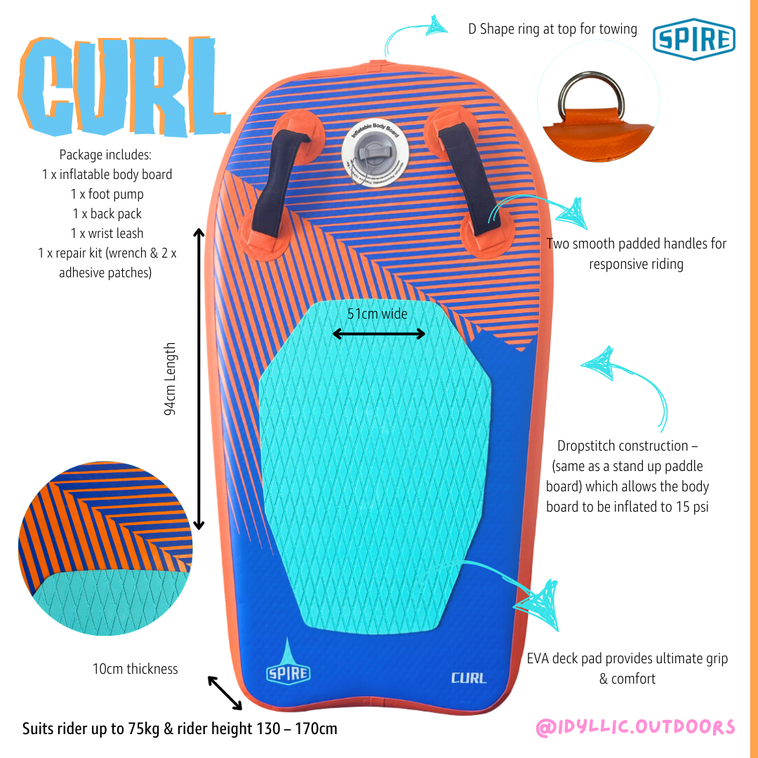 Spire Curl Inflatable Body Board - SP-BB-94