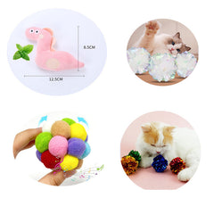 Cat Toys,Interactive Kitten Toy for Indoor Kitty Exercise 14 Piece with Fish Catnip Spiral Spring, Tube, Crinkle Balls Helps Reduce Stress & Provide Anxiety Relief for Cats