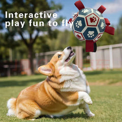 Interactive dog soccer with air pump-heavy rubber tug-of-war toy, with paw print design, non-toxic blue orange ball, suitable for large/medium dogs, strong chewers, catching and training-suitable for all breeds and sizes, durable and safe