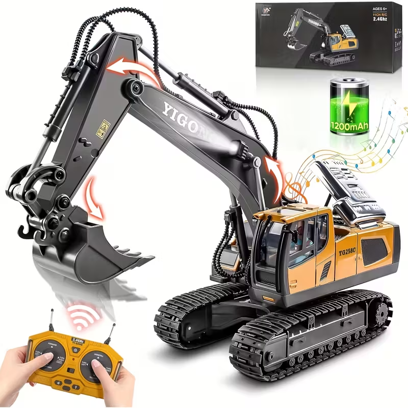 Mini Excavator Toy with Remote & App Control, High-Tech 11-Channel Alloy & Plastic Engineering Vehicle, Fun Toy for Men, Perfect Gift for Kids.