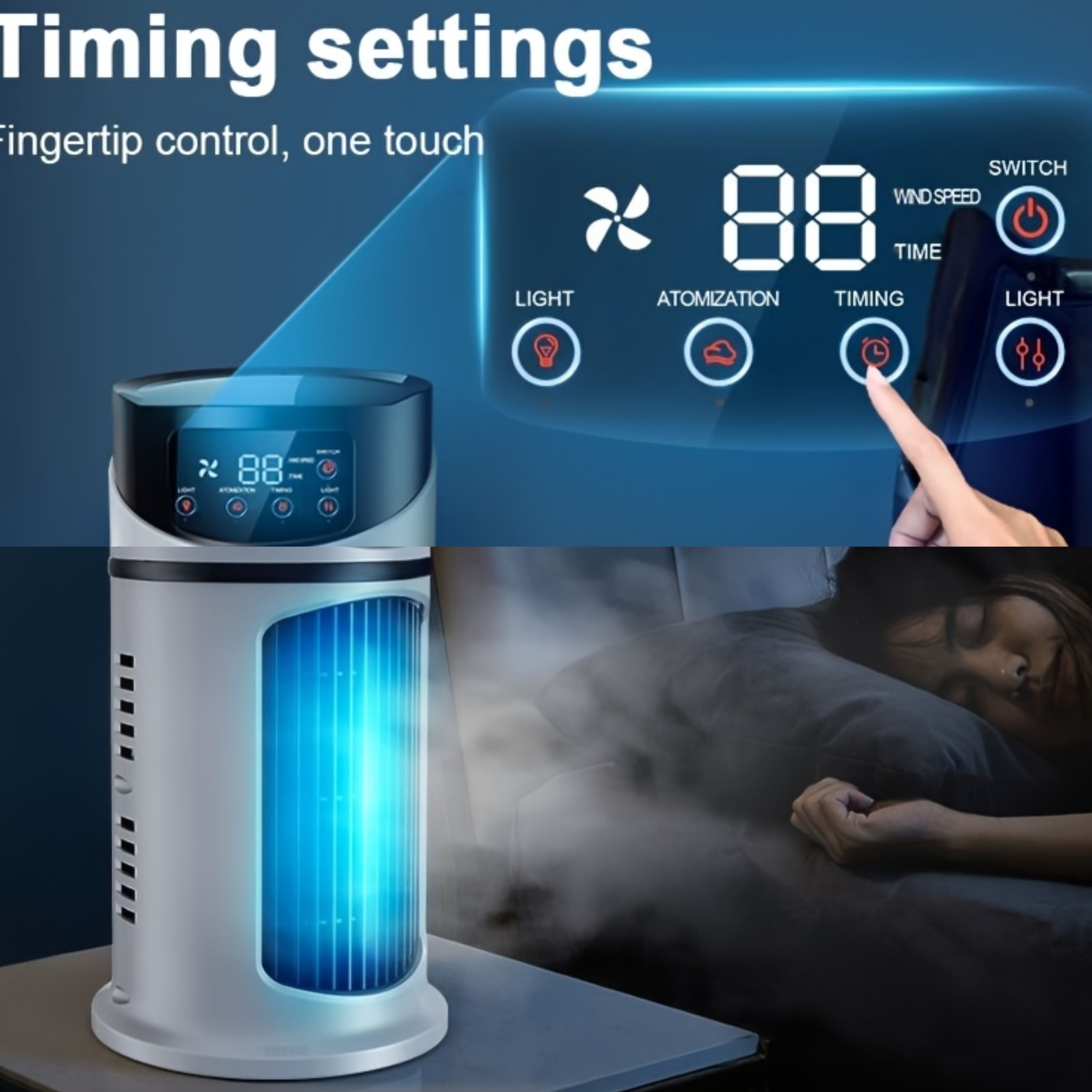 3-second cooling technology! 6-speed USB portable air conditioner humidifier - super silent 25 decibels, 6-hour timer for home / office / dormitory | instant cooling, holiday gift choice