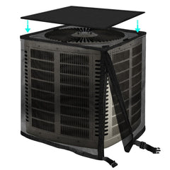 36*36*39in 2 in 1 Air Conditioner Cover for Outside,  All Seasons Outdoor Air Conditioner Cover with Waterproof Top, Mesh AC Unit Cover Against Cottonwood, Leaves, Snow, Anti-UV - Black