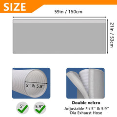 2Pack Portable AC Hose Insulation Sleeve, Portable Air Conditioners Insulated Hose Cover Wrap, Fit 5" & 5.9" Diameter Exhaust Hose, Easy Installation with 3*Adjustable Buckle Straps - Gray