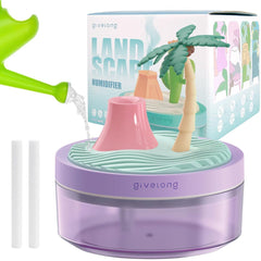 Mini Portable Desktop Humidifiers for Bedroom,Small Humidifier with Coconut Tree,Quiet,Cool Mist, Auto Off,7 Colors Night Light,320ml Air Humidifier Home Office Travel (PURPLE)