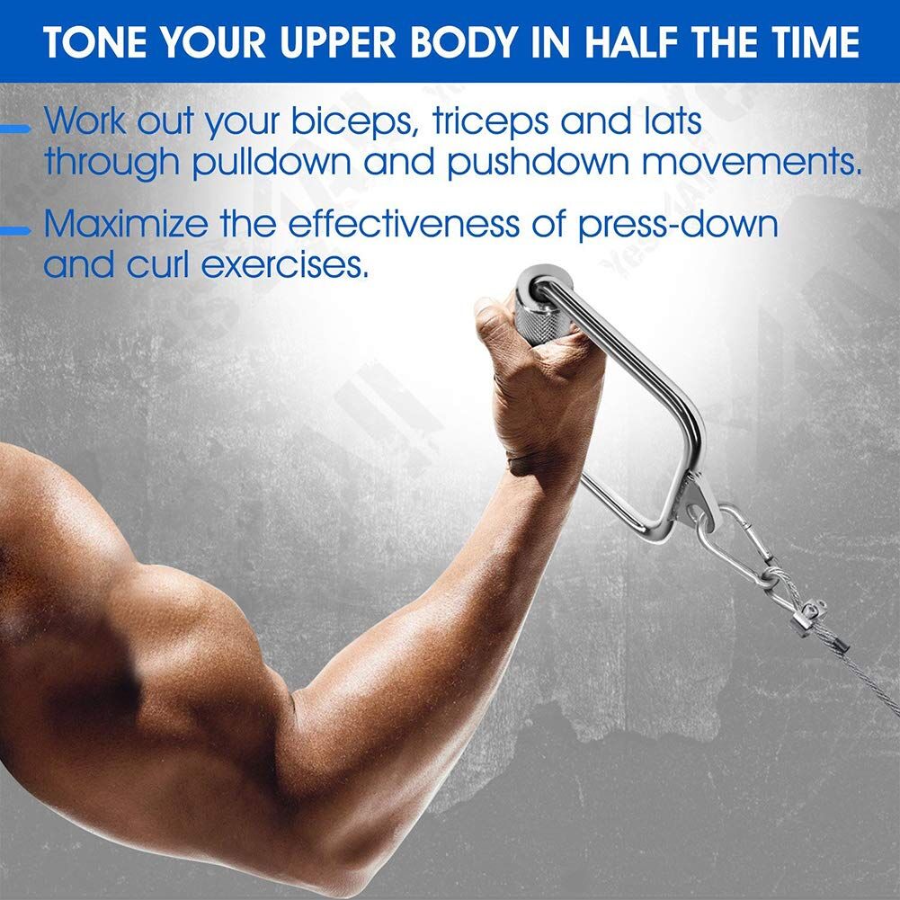 Solid D-Handle Cable Attachment for Home Gym & Cable Machine – Chrome-Finished Steel Bar with Anti-Slip Grip (Black) |