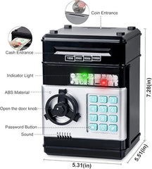 Smart ATM Piggy Bank with Password Lock & Coin Slot – Educational Money Box for Kids, Saves Coins & Bills (Black) | Other Colors Available In-Store