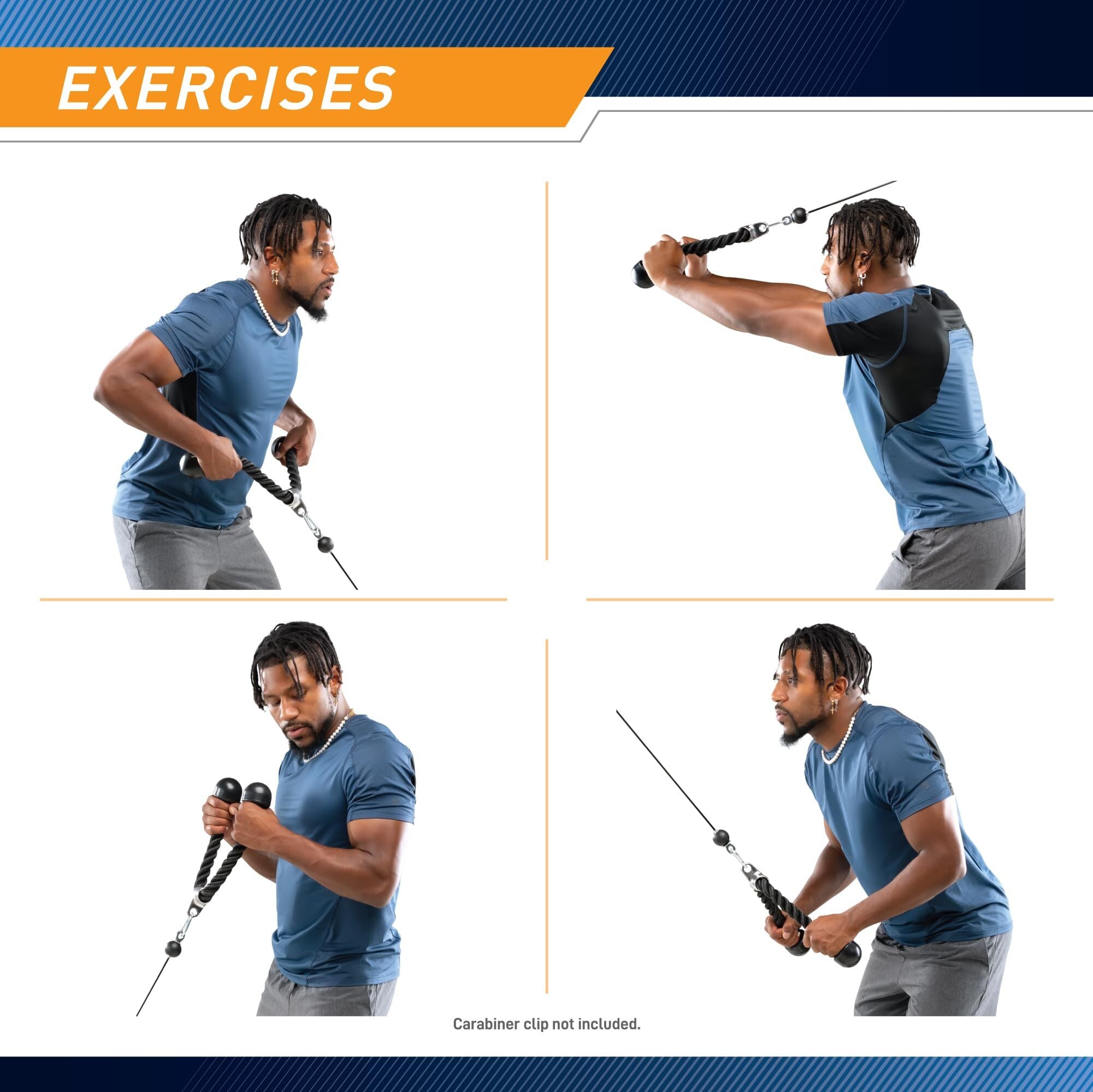 Heavy-Duty Dual-Handle Triceps Rope for Cable Machine – Braided Nylon Fitness Attachment with Rubber Ends (Black)