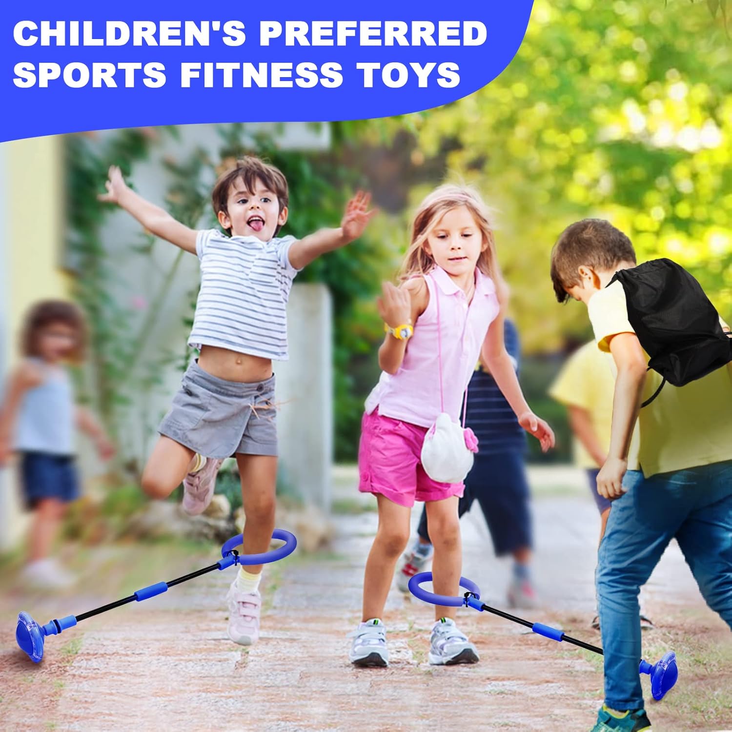 Skip Ball for Kids, Portable Foldable Colorful Flash Wheel Swing Ball Sports Fitness Toys for Girls & Boys, Toy for Kids & Adults. Gifts for Mom Women & Girls Toys Age 5-10 Years (Blue)