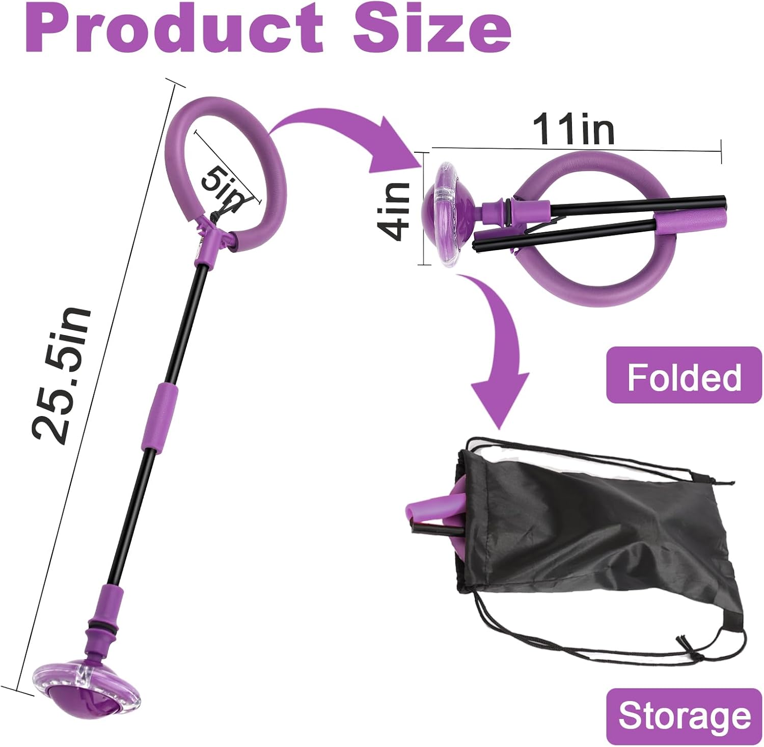 Skip Ball for Kids, Portable Foldable Colorful Flash Wheel Swing Ball Sports Fitness Toys for Girls & Boys, Toy for Kids & Adults. Gifts for Mom Women & Girls Toys Age 5-10 Years (Purple )