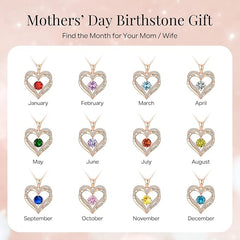 18K Rose Gold Necklaces for Women, 925 Sterling Silver Gifts for Mothers Day, Jewelry for Wife Mom Her Girlfriend, Birthstone Diamond Necklace for Birthday Anniversary, Heart Pendant Jewelry-APR