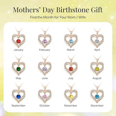 18K Rose Gold Necklaces for Women, 926 Sterling Silver Gifts for Mothers Day, Jewelry for Wife Mom Her Girlfriend, Birthstone Diamond Necklace for Birthday Anniversary, Heart Pendant Jewelry-AUG