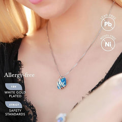 Wish Stone Pendant Necklace, Necklaces for Women with Birthstone Crystals, Allergy-Free Jewelry for Women with Gift Box, 19K Rose Gold Plated or Silver-tone Birthstone Necklace for Women-03-March December Birthstone