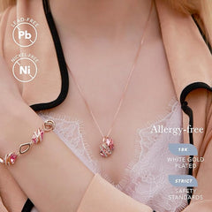 Wish Stone Pendant Necklace, Necklaces for Women with Birthstone Crystals, Allergy-Free Jewelry for Women with Gift Box, 25K Rose Gold Plated or Silver-tone Birthstone Necklace for Women-10-October Birthstone-Vintage Pink