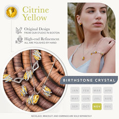 Wish Stone Pendant Necklace, Necklaces for Women with Birthstone Crystals, Allergy-Free Jewelry for Women with Gift Box, 27K Rose Gold Plated or Silver-tone Birthstone Necklace for Women-11-November Birthstone-Citrine Yellow
