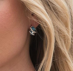 Infinity Love Heart Birthstone Earrings for Women, Crystal Stud Earrings with Healing Stones, Allergy-Free Jewelry for Women with Gift Box, Silver-tone Birthstone Crystals Earrings-03-March December Birthstone-Aquamarine Blue