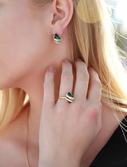 Infinity Love Heart Birthstone Earrings for Women, Crystal Stud Earrings with Healing Stones, Allergy-Free Jewelry for Women with Gift Box, Silver-tone Birthstone Crystals Earrings-05-May Birthstone-Emerald Green
