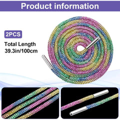 Rhinestone Glitter Rope, Crystal Bling Bling Shiny Round Shoe Laces for Sneakers, Drawstring Cords Replacement