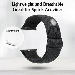 Compatible with Apple Watch Band 41mm 40mm 38mm Adjustable Stretchy Sport Strap for Men Women Black