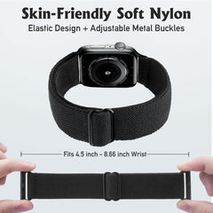 Compatible with Apple Watch Band 41mm 40mm 38mm Adjustable Stretchy Sport Strap for Men Women Black