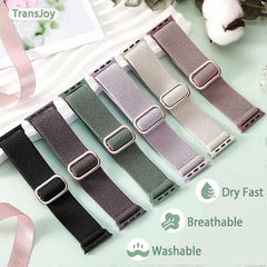 Nylon Stretch Band 5-Pack Compatible with Apple Watch 42mm 44mm 45mm Solo Loop Fabric Elastic Bracelet for Women Men
