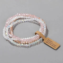 4 Pieces Set Faceted Glass Beads Stretch Bracelet Impacted Glass Beads Multicolor Elastic Beads Handmade E Bracelet Jewelry ASL70055A