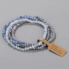 4 Pieces Set Faceted Glass Beads Stretch Bracelet Impacted Glass Beads Multicolor Elastic Beads Handmade E Bracelet Jewelry ASL70055A