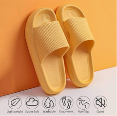 Cloud Slippers for Women and Men, Pillow House Slippers Shower Shoes Indoor Slides Bathroom Sandals, Ultimate Comfort, Lightweight, Thick Sole, Non-Slip, Easy to Clean yellow （36-37）