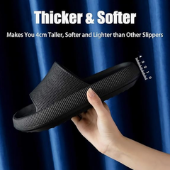 Cloud Slippers for Women and Men, Pillow House Slippers Shower Shoes Indoor Slides Bathroom Sandals, Ultimate Comfort, Lightweight, Thick Sole, Non-Slip, Easy to Clean black（38-39）
