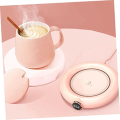 Mug or cup warmer - Heating plate - Coffee cup warmer - Tea cup warmer - Thermal heating plate - Heated coaster - USB coffee warmer for home, office, or desk use - Pink